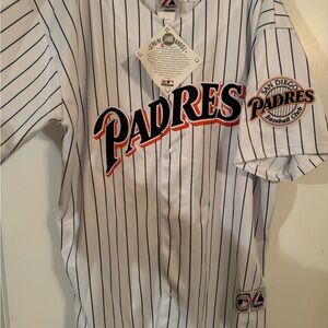 Majestic San Diego Padres Sheffield White Pinstripe Jersey. NEVER WORN